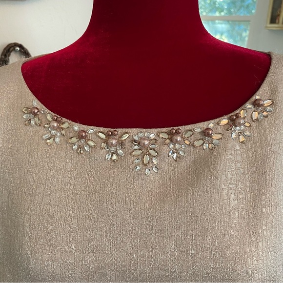 Tahari Arthur S. Levine Dressy Dress! NWT Gorgeous Muted Gold! Size 14 - Picture 5 of 11